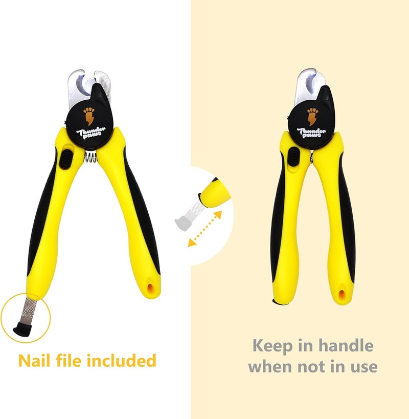 Thunder Paws LED Dog Nail Clippers with Light, Trimmers with Protective Guard, Quick Sensor, Safety Lock and Nail File - Suitable for Large and Small Dogs & Cats (Yellow, LED) - Image 3